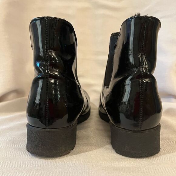 🔥Rare‎ Palmroth Chelsea black Patent Lambs wool ankle boots, size 41 - Picture 5 of 12